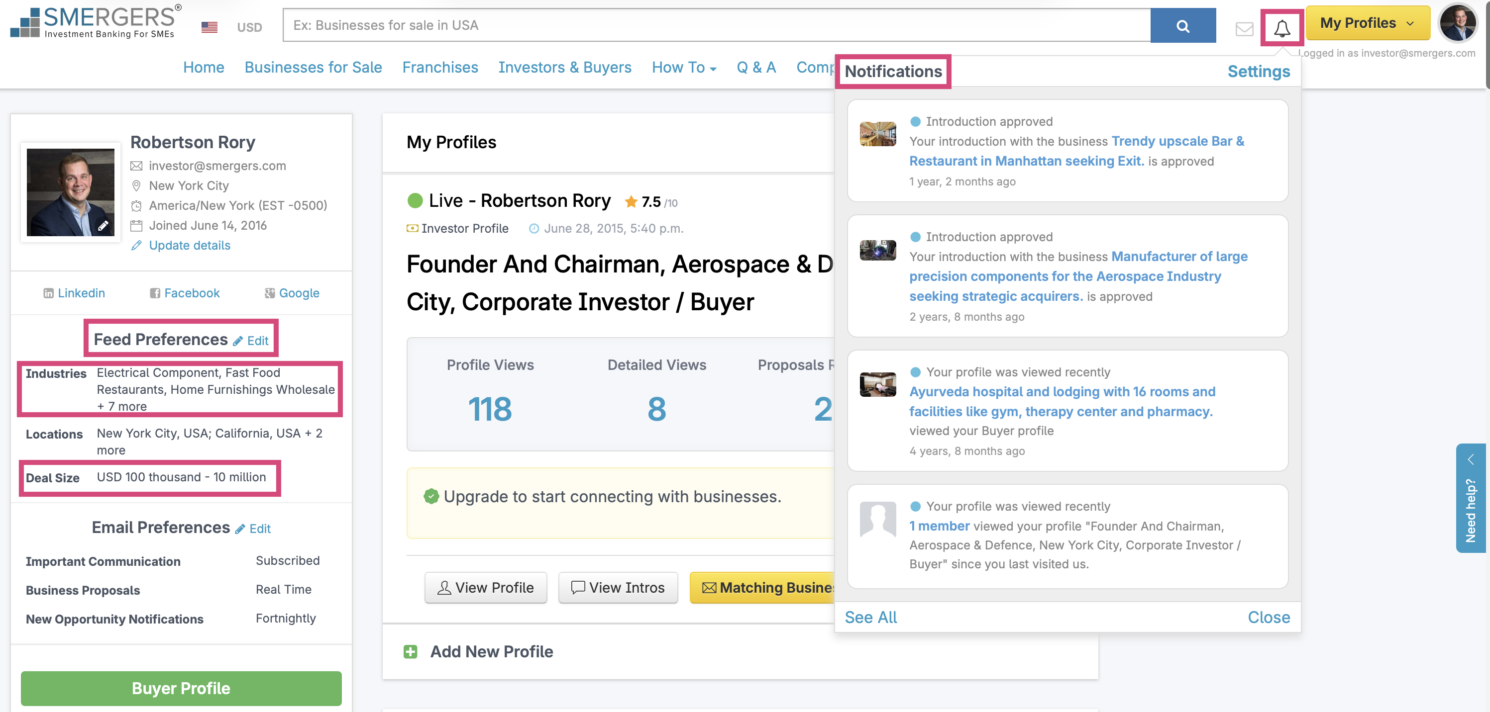 Dashboard Notifications