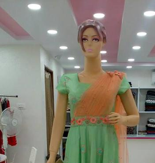 Boutique store in Hyderabad selling fabrics and readymade clothes, receiving 10 daily customers.