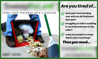 Patented collapsible tool converts contractor bags into dustpans, streamlining waste collection seeking investment for expansion.