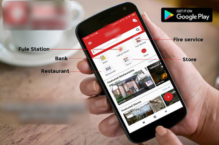 Local search service mobile app connecting users to nearest business establishments based on location.