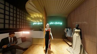 Photography studio with women's ethnic wear clothing store.