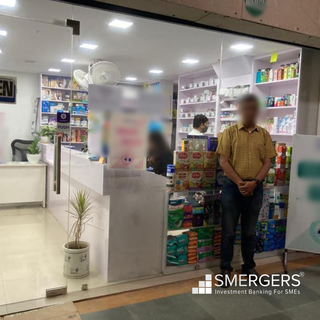 For sale: Pharmacy selling branded and generic drugs located in a shopping complex in Gurgaon.