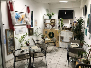 Seeking investment for partial stake sale in a café focused on gourmet coffee and burgers.
