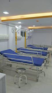 Multi specialty hospital with 25 beds, pharmacy, laboratory two operation theatre, ventilator, and ICU.