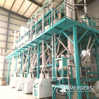 Profitably running flour mill plant with a daily manufacturing capacity of 160 tonnes for sale.