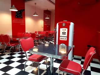 For Sale: Retro diner selling healthy platters with equal split in online and offline sales.