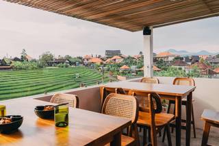 Fit out restaurant and bar, split over 2.5 levels overlooking rice fields in Canggu, Bali.