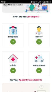 Medical services provider app that allows individuals to book doctors in advance.