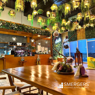 Cafe with elegant nature themed interior and seating capacity of 80 people located in Sharjah.